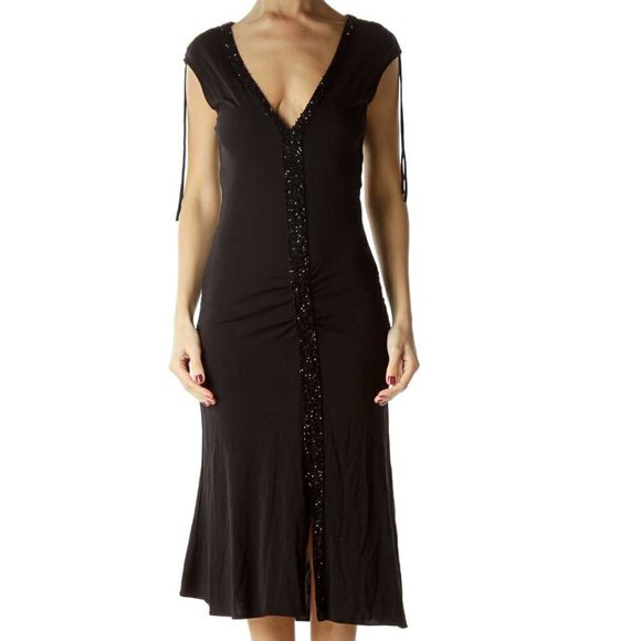 Kenneth Cole Reaction Dresses & Skirts - Kenneth Cole Reaction Black Beaded Midi Cocktail Dress